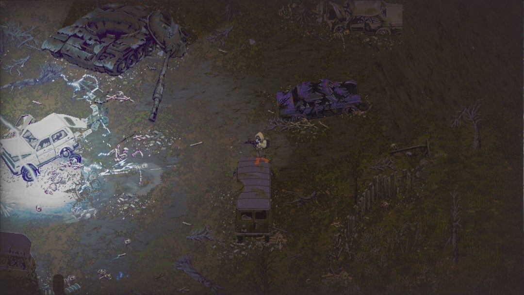 Scavland wasteland settlement with HUD, map, and scavenging gameplay